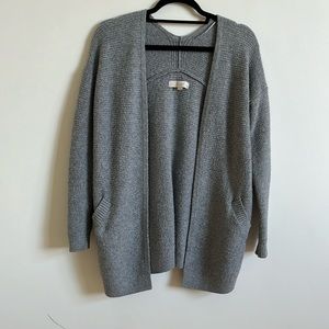 -LOFT Grey Relaxed Oversized Knit Cardigan Small Petite